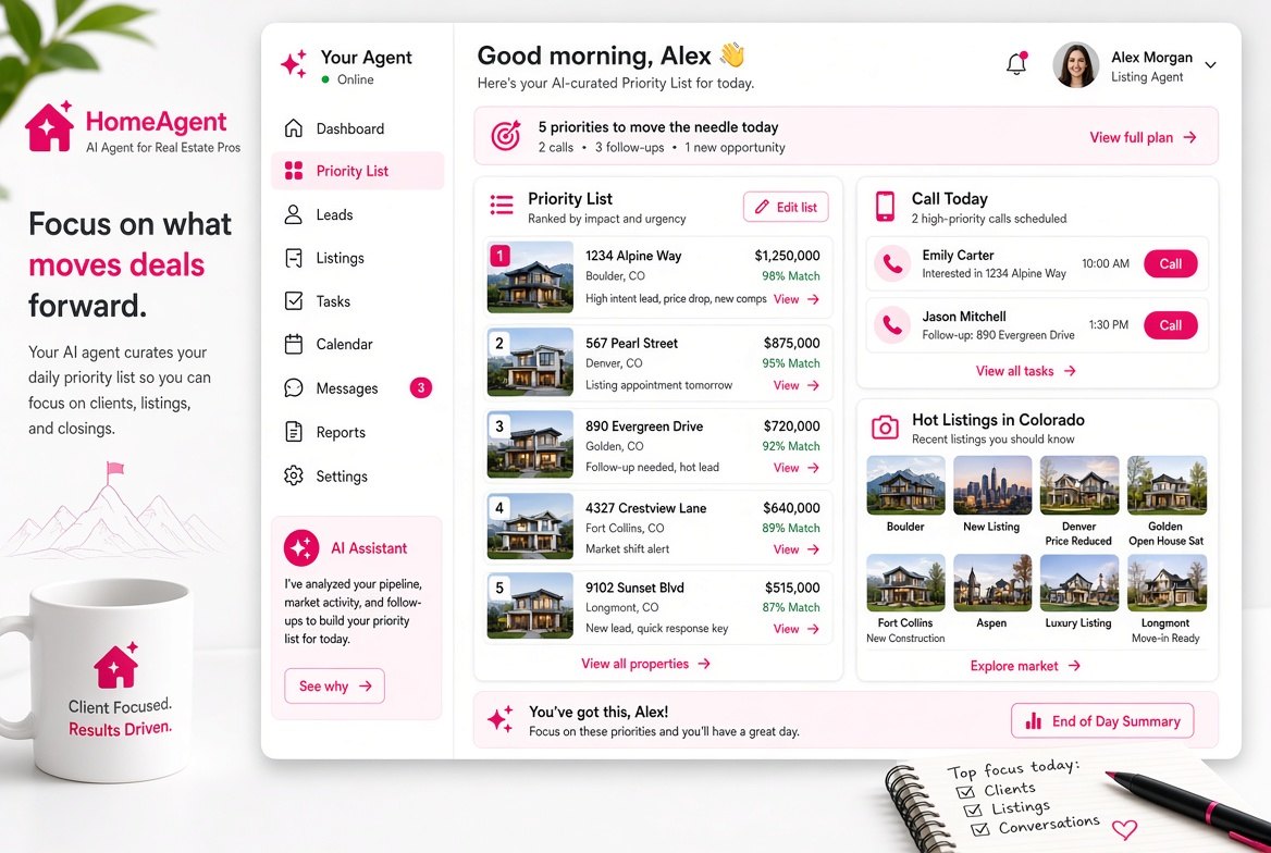 Agent Priority List desk: ranked Colorado properties and call-today actions
