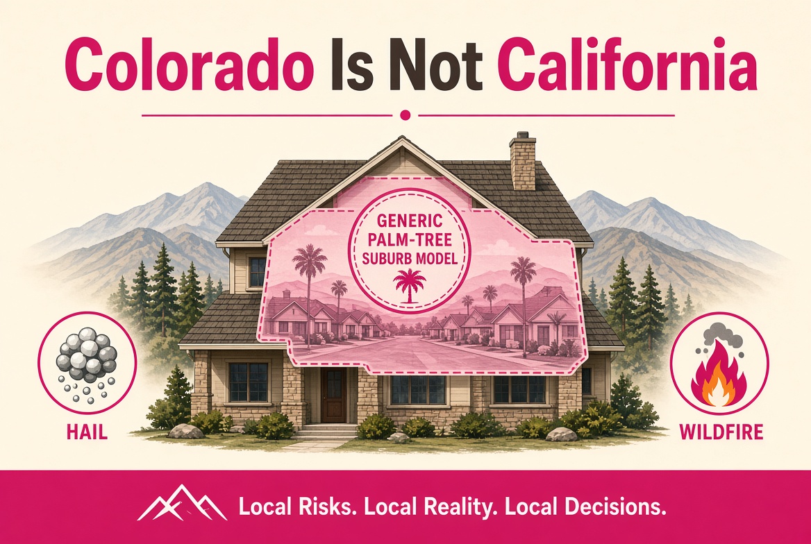 Colorado is not California: local hail and wildfire risk versus a generic national model