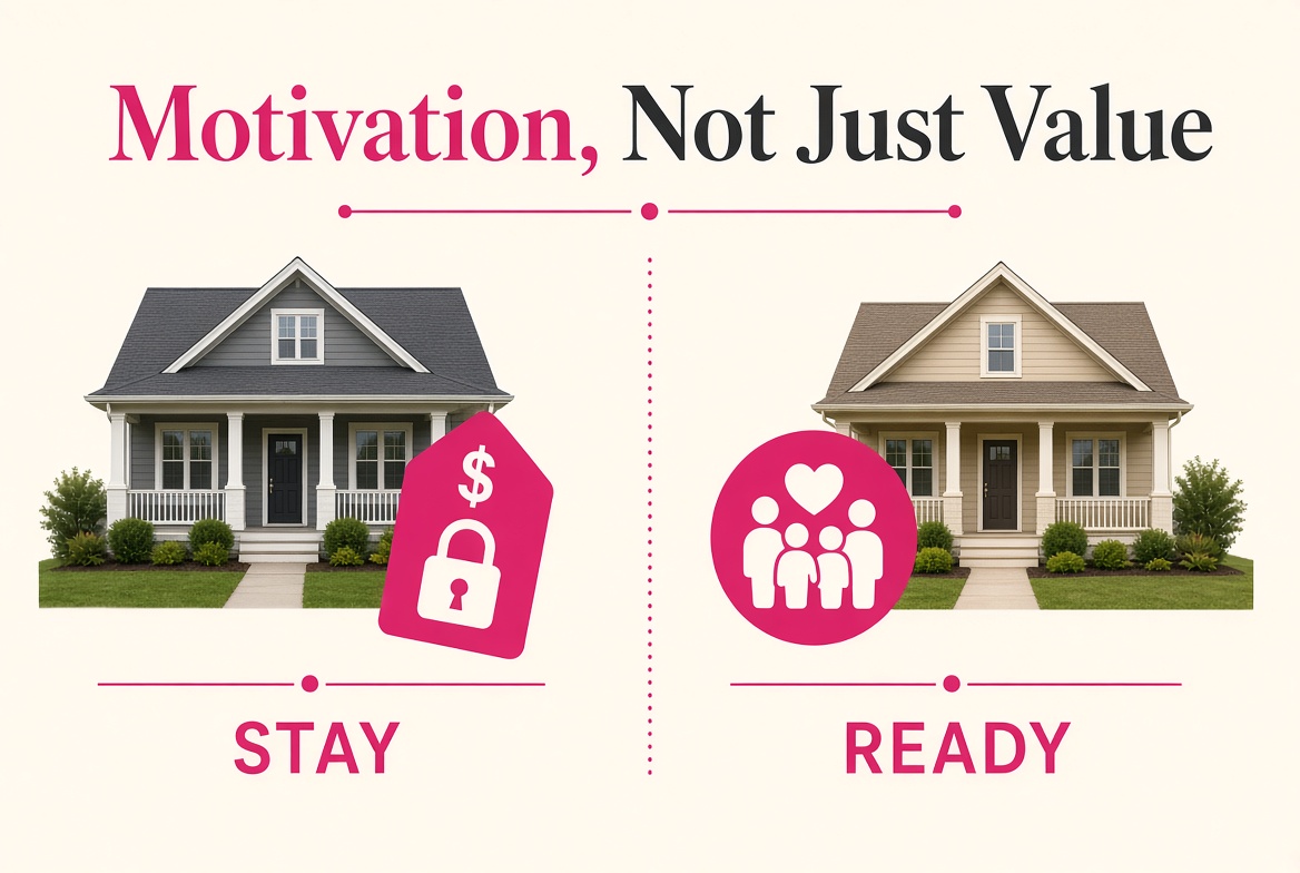 High value plus a locked-in rate often means stay; a life event means ready