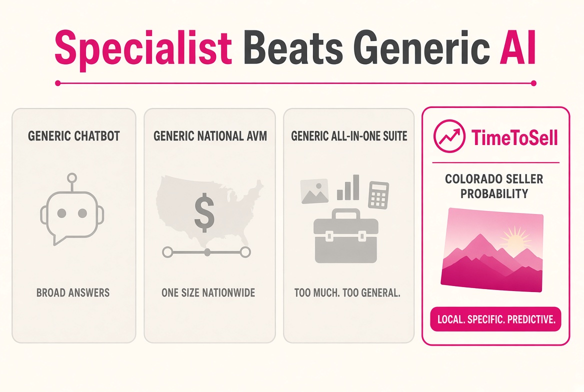 Specialist Colorado seller probability versus generic chatbot, AVM, and all-in-one tools